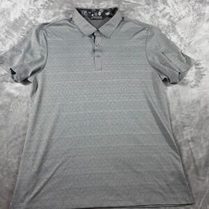 7Diamonds Performance Golf Seamless Polo Shirt Mens Medium Grey Geometric